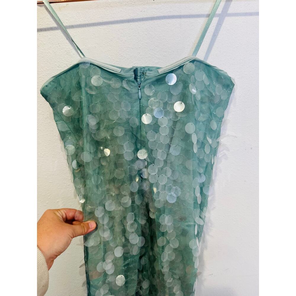 STAUD Seafoam Green Shimmering Sequined Strapless Casey Midi Gown size 2 - Picture 16 of 16